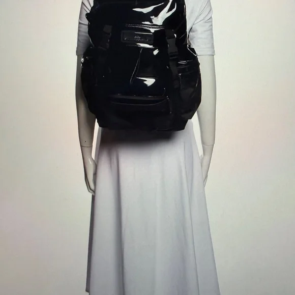 Adidas By Stella McCartney Black Patent and Mesh BackPack - Picture 3 of 4